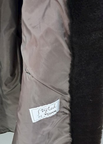 kahverengi peluş Kürk Detaylı Midi Kadın Mont - Görsel 10