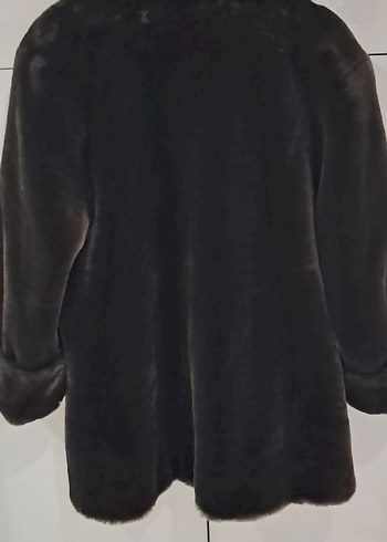 kahverengi peluş Kürk Detaylı Midi Kadın Mont - Görsel 5