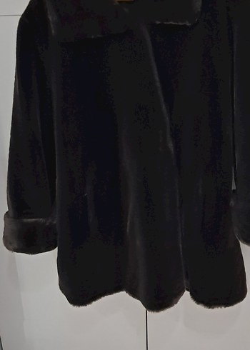 kahverengi peluş Kürk Detaylı Midi Kadın Mont - Görsel 8