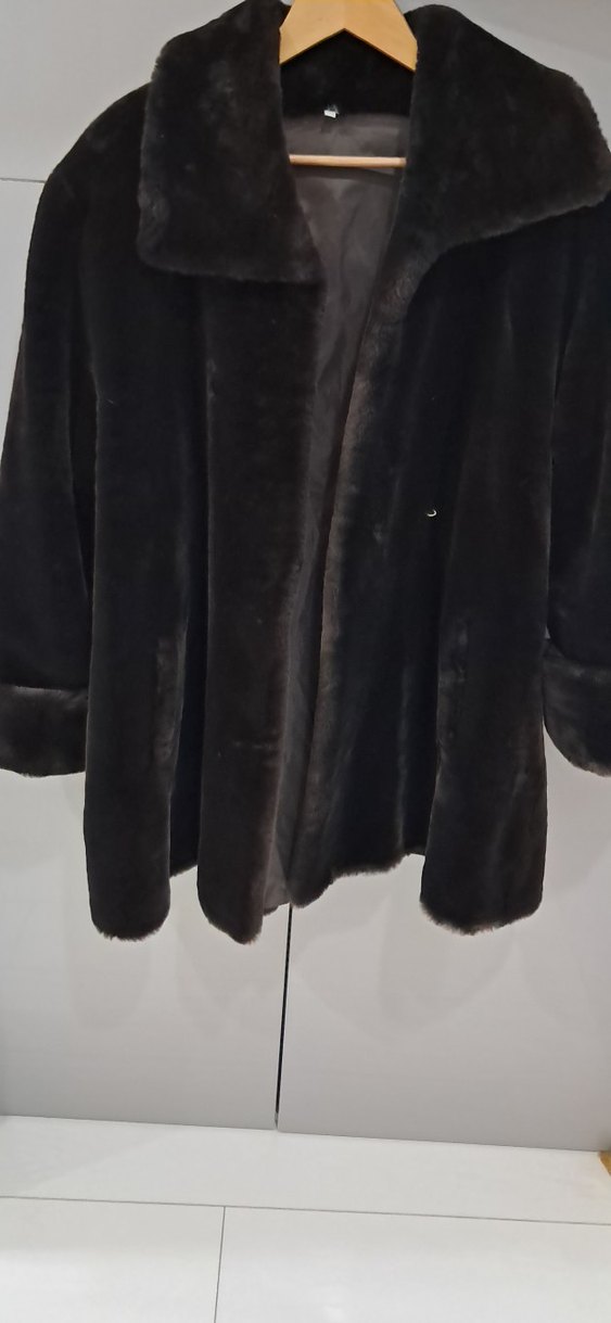 kahverengi peluş Kürk Detaylı Midi Kadın Mont - Görsel 2