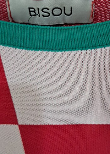 Kadın Kırmızı Beyaz Kareli Triko Elbise - Görsel 7