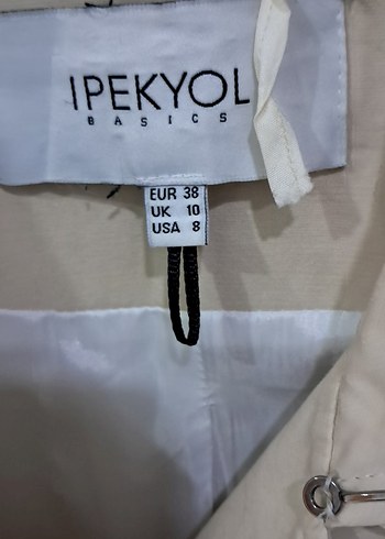 Bej Düğmeli Midi Kadın Trençkot - Görsel 8