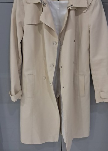 Bej Düğmeli Midi Kadın Trençkot - Görsel 3