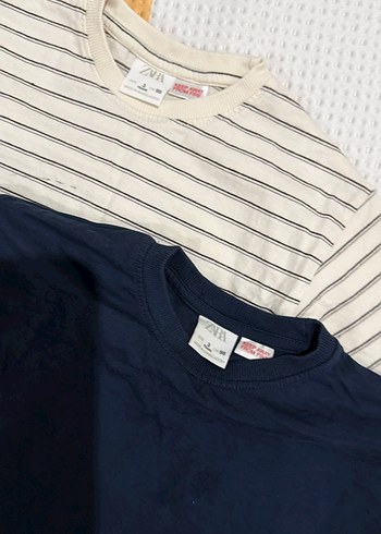 Beyaz ve Lacivert Erkek Çocuk Uzun Kollu Tişört - Görsel 2