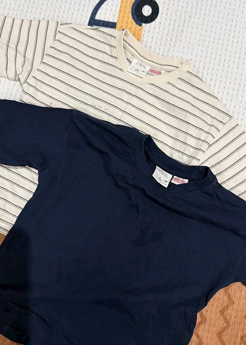 Beyaz ve Lacivert Erkek Çocuk Uzun Kollu Tişört - Görsel 3