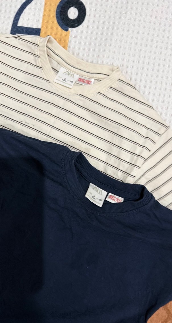 Beyaz ve Lacivert Erkek Çocuk Uzun Kollu Tişört - Görsel 2