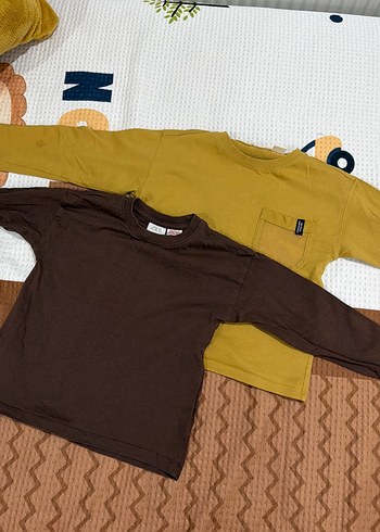 Erkek Çocuk Uzun Kollu Kahverengi Tişört - Görsel 2