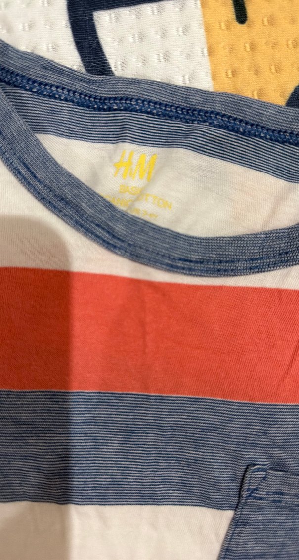 Çizgili Cep Detaylı Erkek Çocuk Tişört - Görsel 3