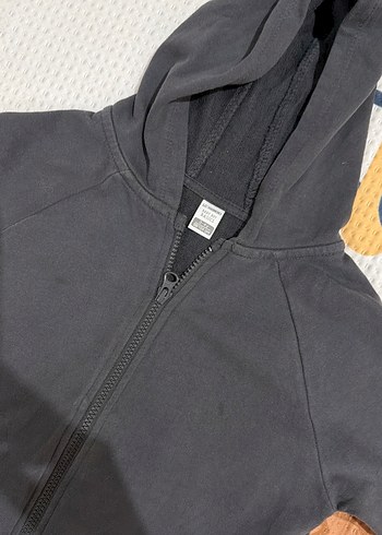 Erkek Çocuk Gri Kapüşonlu Fermuarlı Sweatshirt - Görsel 2
