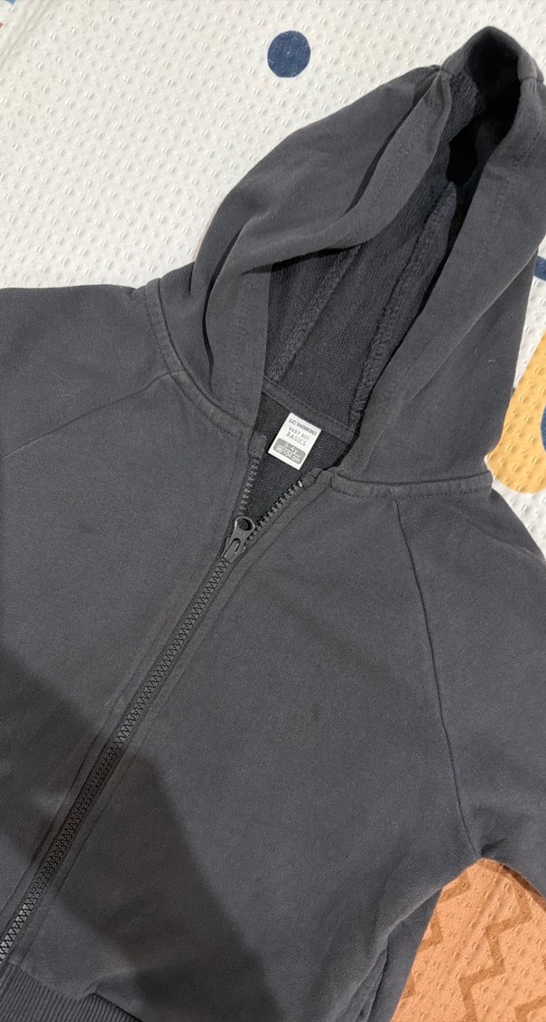 Erkek Çocuk Gri Kapüşonlu Fermuarlı Sweatshirt - Görsel 2