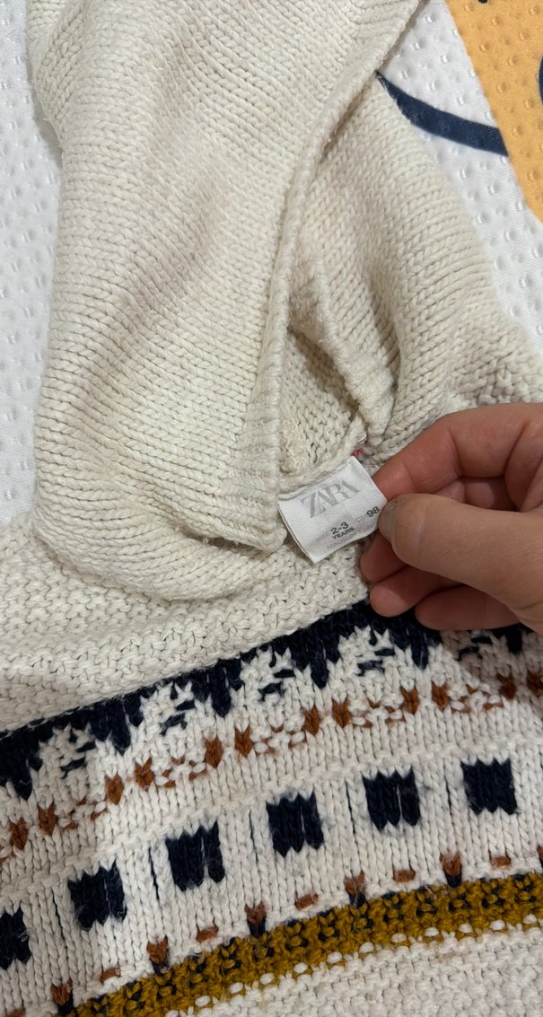 Kapüşonlu Bohem Nakışlı çocuklar Triko Kazak - Görsel 3