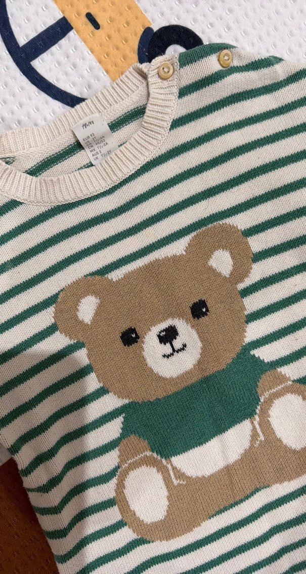 Nakışlı Ayıcık Desenli Erkek Bebek Triko Kazak - Görsel 2