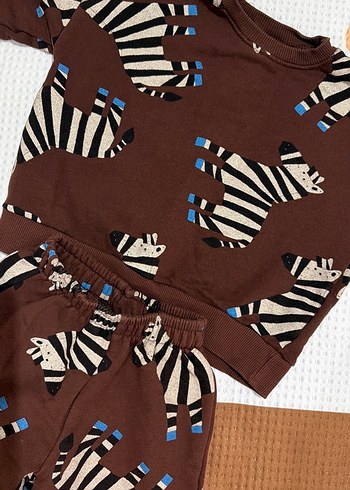 Kahverengi Zebra Desenli Bebek Takımı - Görsel 2