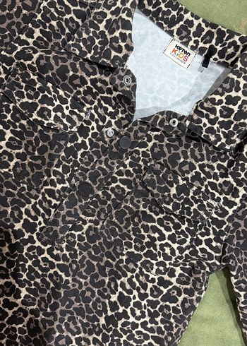 kot kız çocuk Leopar Desenli elbise - Görsel 2