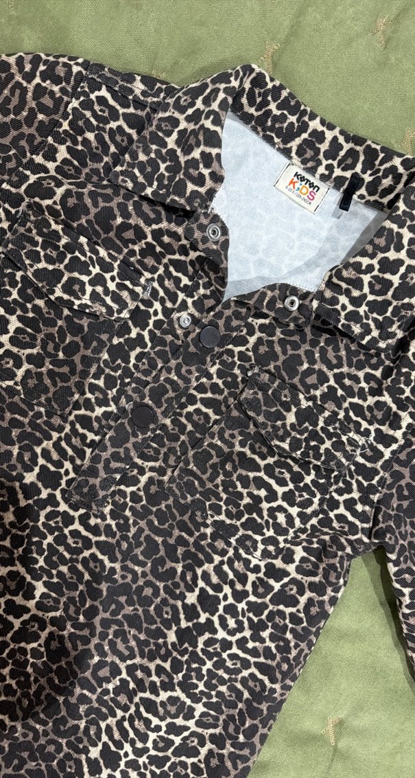 kot kız çocuk Leopar Desenli elbise - Görsel 2