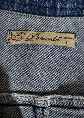 l Beden Düğmeli Kadın Mavi Denim Ceket