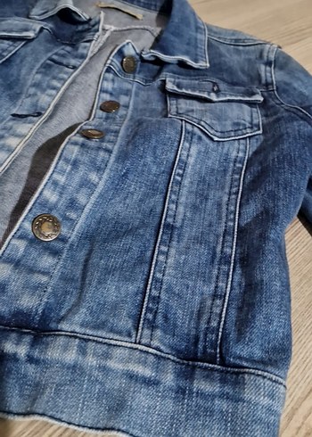 l Beden mavi Renk Düğmeli Kadın Mavi Denim Ceket
