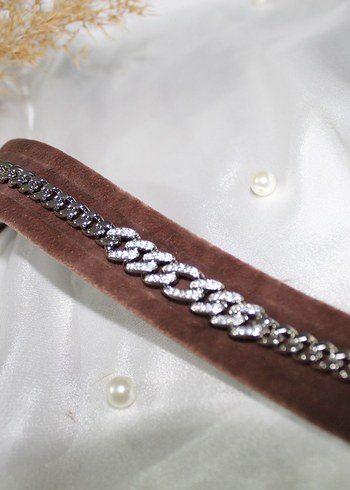 Zincir Detaylı Parlak Kahverengi Yılan Desenli Bileklik - Görsel 3