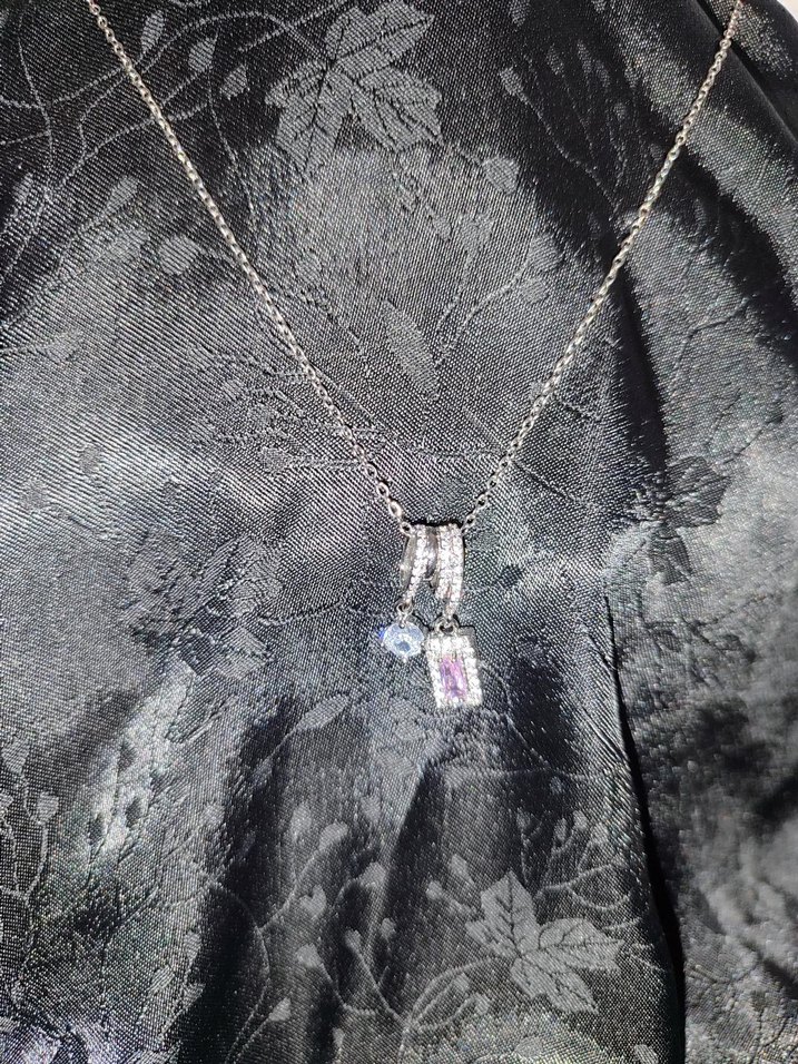 Uzun Zincir Detaylı Mor Gotik Kolye - Görsel 2