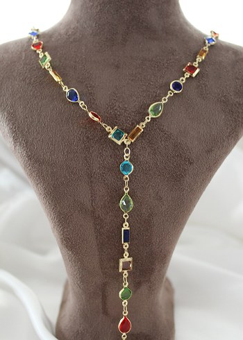 Uzun Zincirli Çok Renkli Bohem Kadın Kolye uzun y - Görsel 2