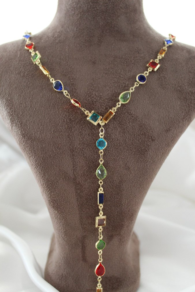 Uzun Zincirli Çok Renkli Bohem Kadın Kolye uzun y - Görsel 2