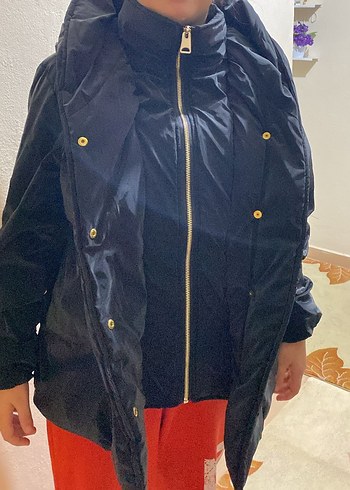 36 Beden Siyah Düğmeli Rahat Kesim Midi Ceket