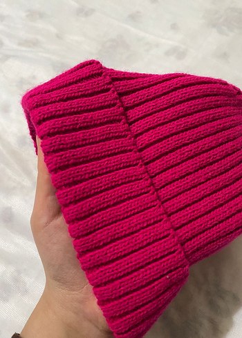 Pembe Örgü Kadın Yün Bere - Görsel 2