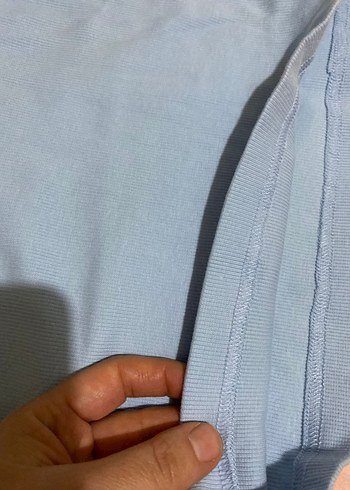 Mavi Nakışlı Düğmeli Hamile Gömleği - Görsel 4