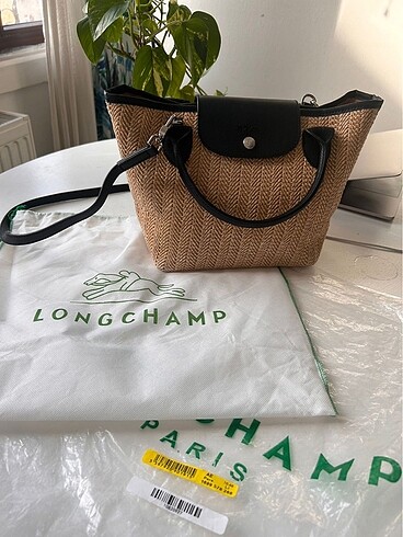 Longchamp deri & hasır kol çantası