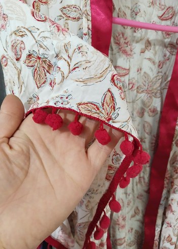 xxl Beden Bohem Uzun Kolsuz Kimono - Bordo Şeritli