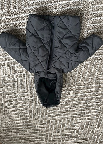 Kapüşonlu Gri Erkek Çocuk Şişme Mont - Görsel 2