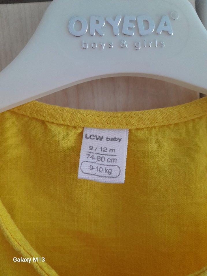 Sarı Kız Çocuk Keten Elbise - Görsel 3