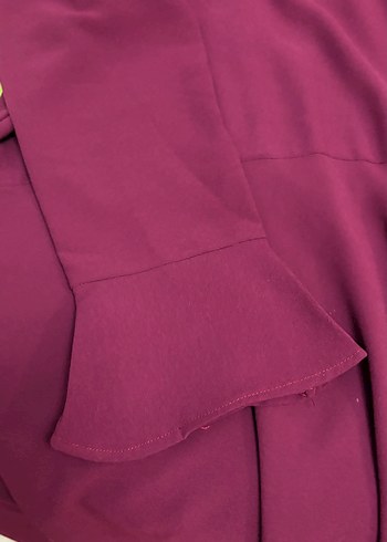 44 Beden bordo Renk Mürdüm Uzun Kollu Kemerli Abiye Elbise