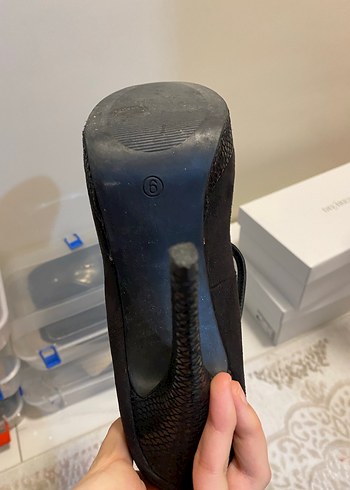 Siyah Yılan Desenli Platform Topuklu Kadın Ayakkabı - Görsel 6