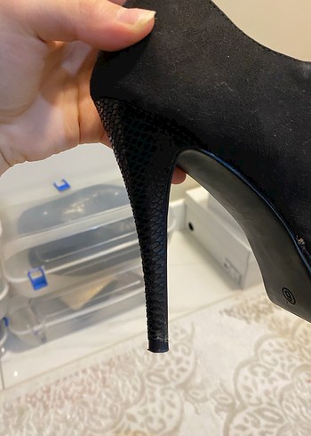 Siyah Yılan Desenli Platform Topuklu Kadın Ayakkabı - Görsel 7