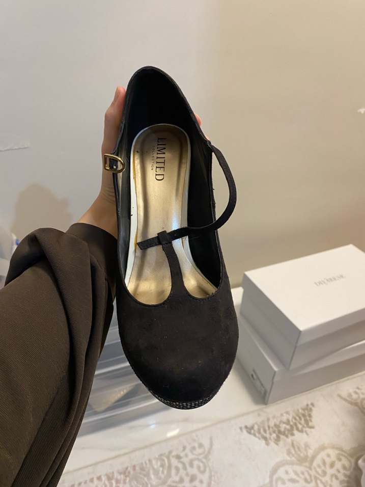 Siyah Yılan Desenli Platform Topuklu Kadın Ayakkabı - Görsel 5