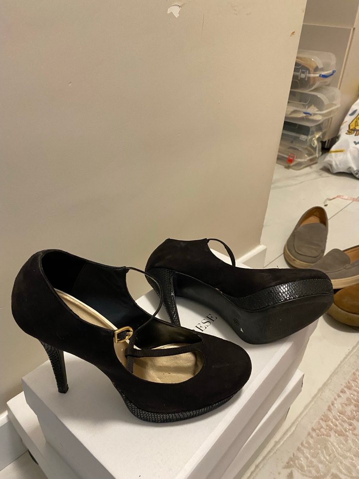 Siyah Yılan Desenli Platform Topuklu Kadın Ayakkabı - Görsel 2