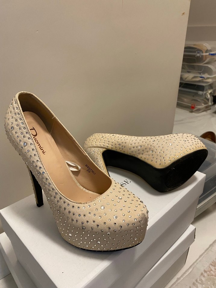Beyaz Taşlı Platform Topuklu Kadın Abiye Ayakkabı - Görsel 3