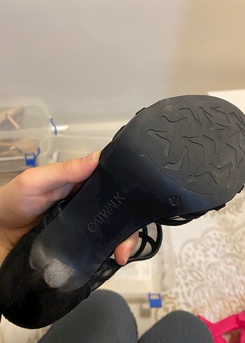 Siyah Dantel Desenli Stiletto Topuklu Kadın Ayakkabı - Görsel 11