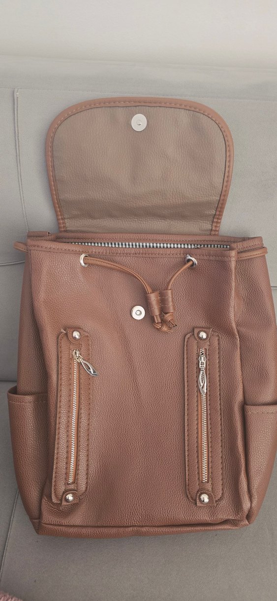 Kahverengi Deri Kadın Sırt Çantası - Görsel 5