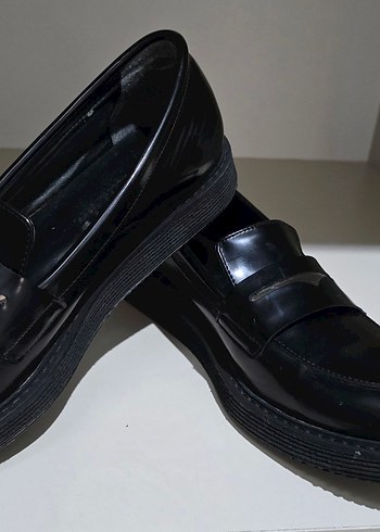 Siyah Rugan Hakiki Deri Kadın Loafer - Görsel 9