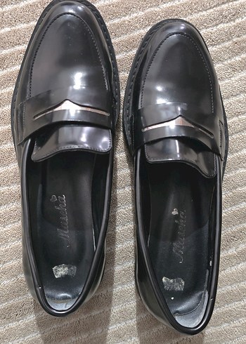 Siyah Rugan Hakiki Deri Kadın Loafer - Görsel 4