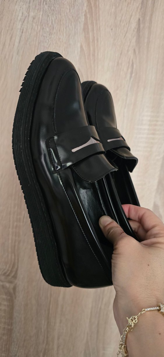 Siyah Rugan Hakiki Deri Kadın Loafer - Görsel 5