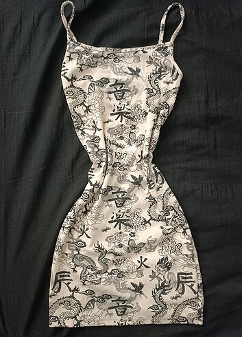 Bershka Fitilli Desenli Mini elbise