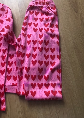 Pembe Kalp Desenli Uzun Kollu Pijama Takım  - Görsel 3