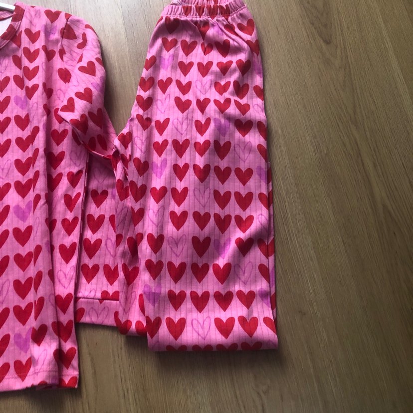 Pembe Kalp Desenli Uzun Kollu Pijama Takım  - Görsel 3