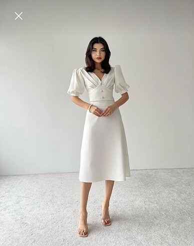 s Beden beyaz Renk Atlas kumaş V yaka beyaz elbise