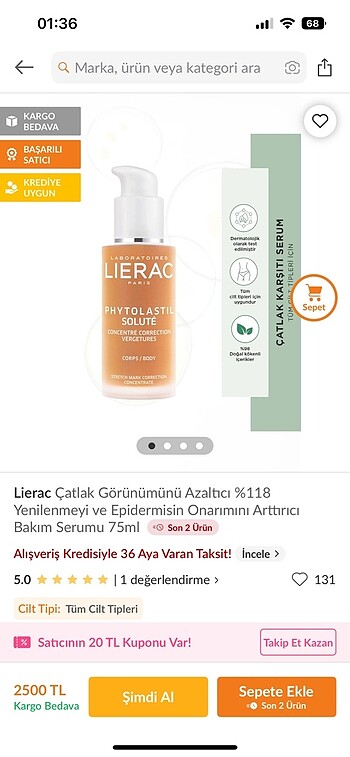 Beden Renk Lierac çatlak bakım serumu
