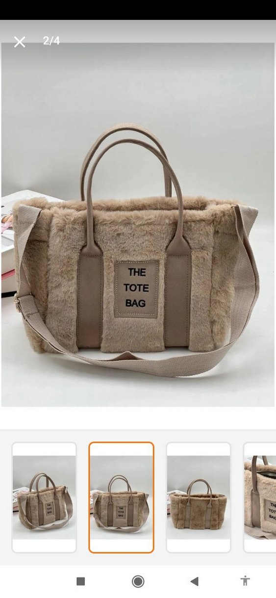 Bej Kürklü Günlük Kadın Omuz Çantası - Görsel 2