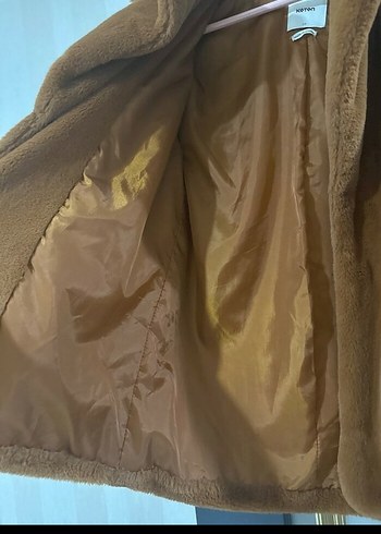 Kahverengi Kadın Suni Kürk Midi Ceket - Görsel 4